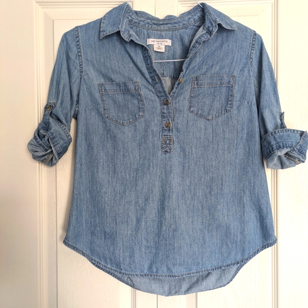 Liz Claiborne Chambray Top Sz SP